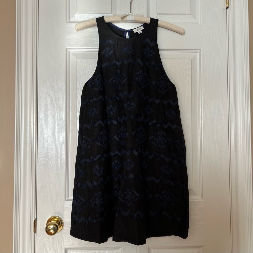 Aritzia Wilfred Black Navy Linen Trompette A-Line Sleeveless Shift Dress - Sz S - Picture 4 of 16